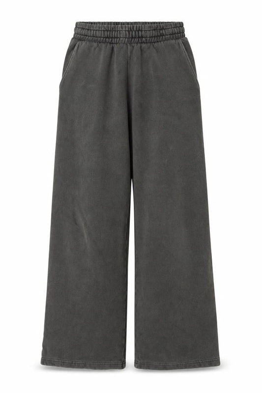 Front view of Weekday Women’s Grey Wide-Leg Sweatpants XS Elastic Waist Fleece