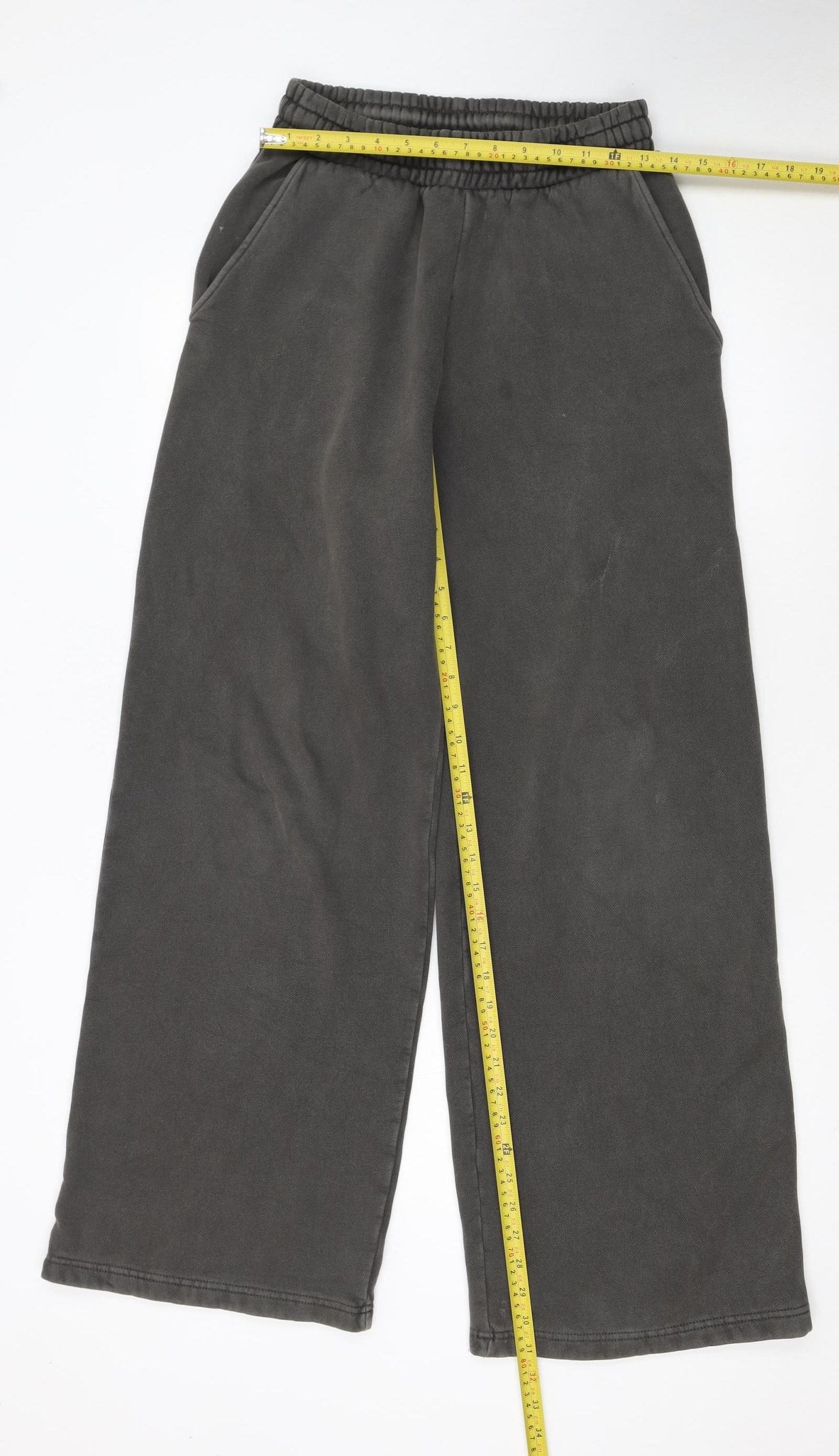 Weekday Women’s Grey Wide-Leg Sweatpants XS Elastic Waist Fleece