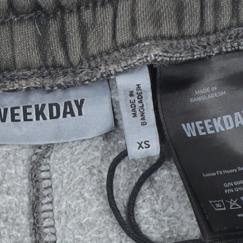 Weekday Women’s Grey Wide-Leg Sweatpants XS Elastic Waist Fleece