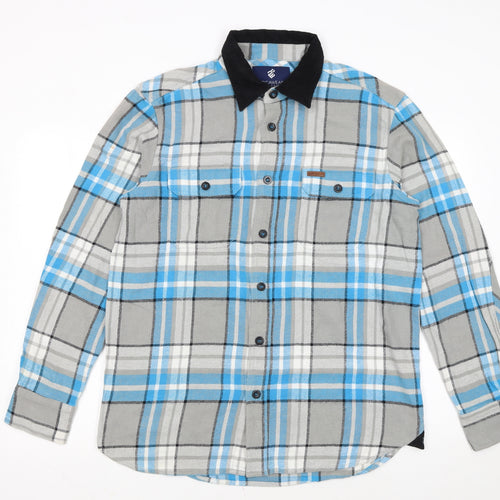 Rocawear Men's Blue Check Flannel Long Sleeve Classic Shirt Size L
