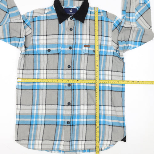 Rocawear Men's Blue Check Flannel Long Sleeve Classic Shirt Size L