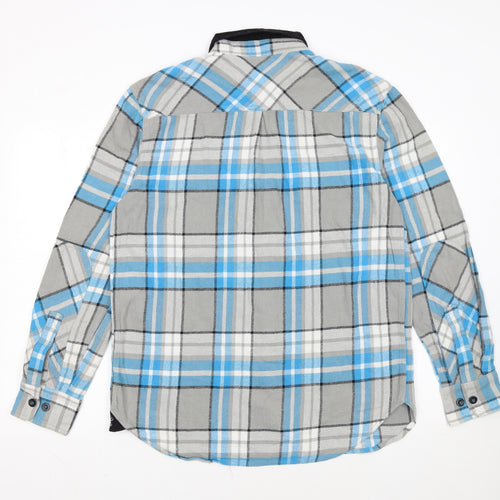 Rocawear Men's Blue Check Flannel Long Sleeve Classic Shirt Size L