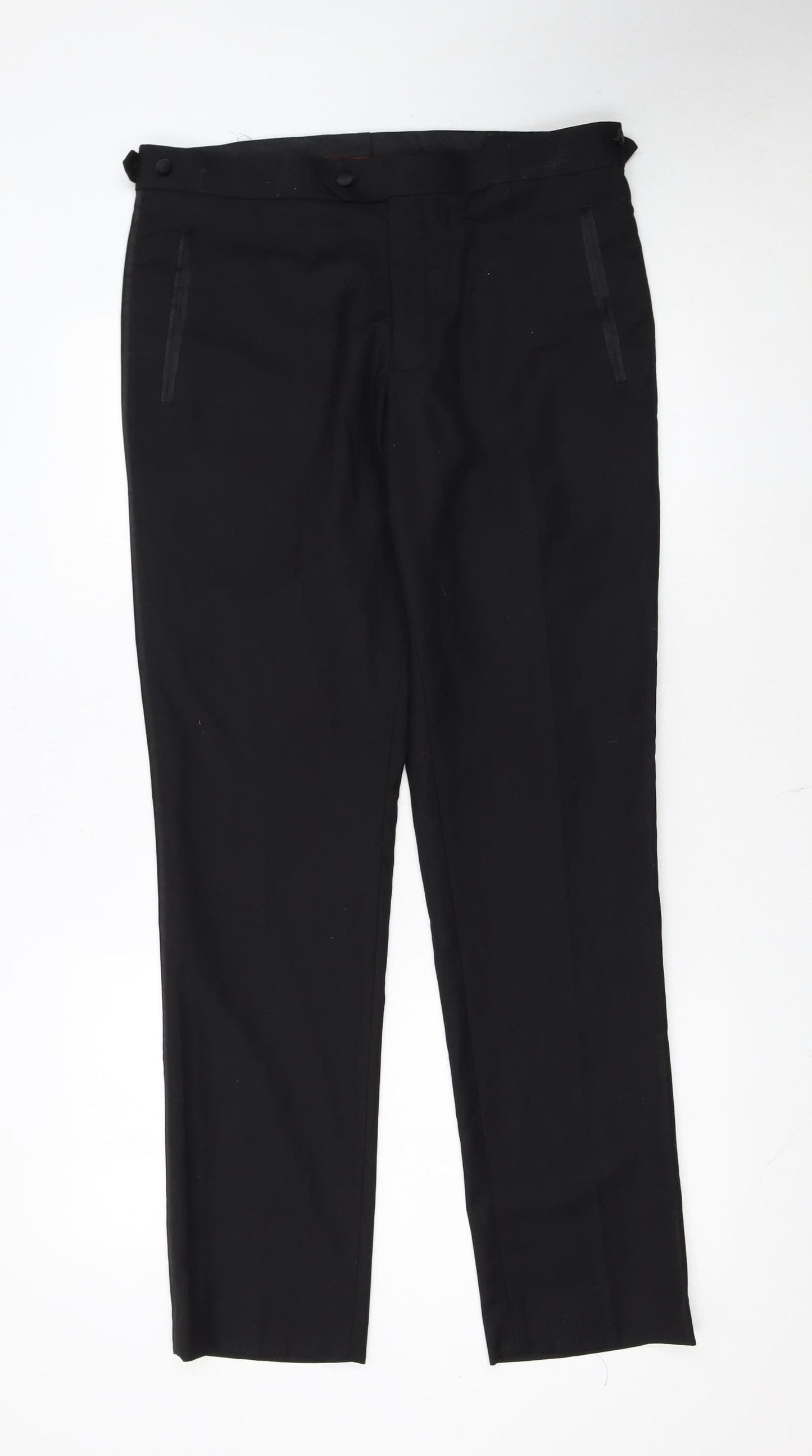 Dobell Men's Black Skinny Fit Dress Trousers Size 32R