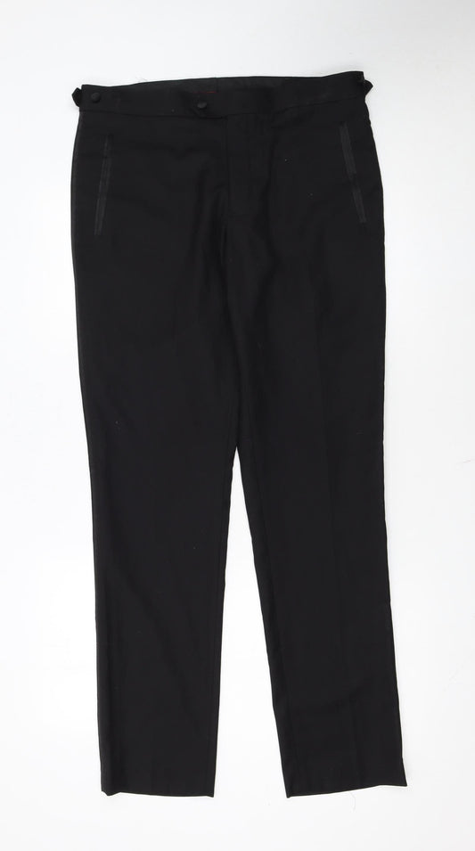 Dobell Men's Black Skinny Fit Dress Trousers Size 32R