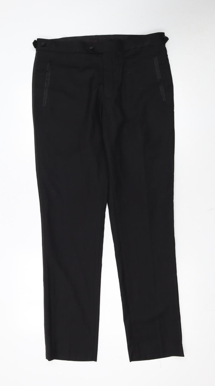 Dobell Men's Black Skinny Fit Dress Trousers Size 32R