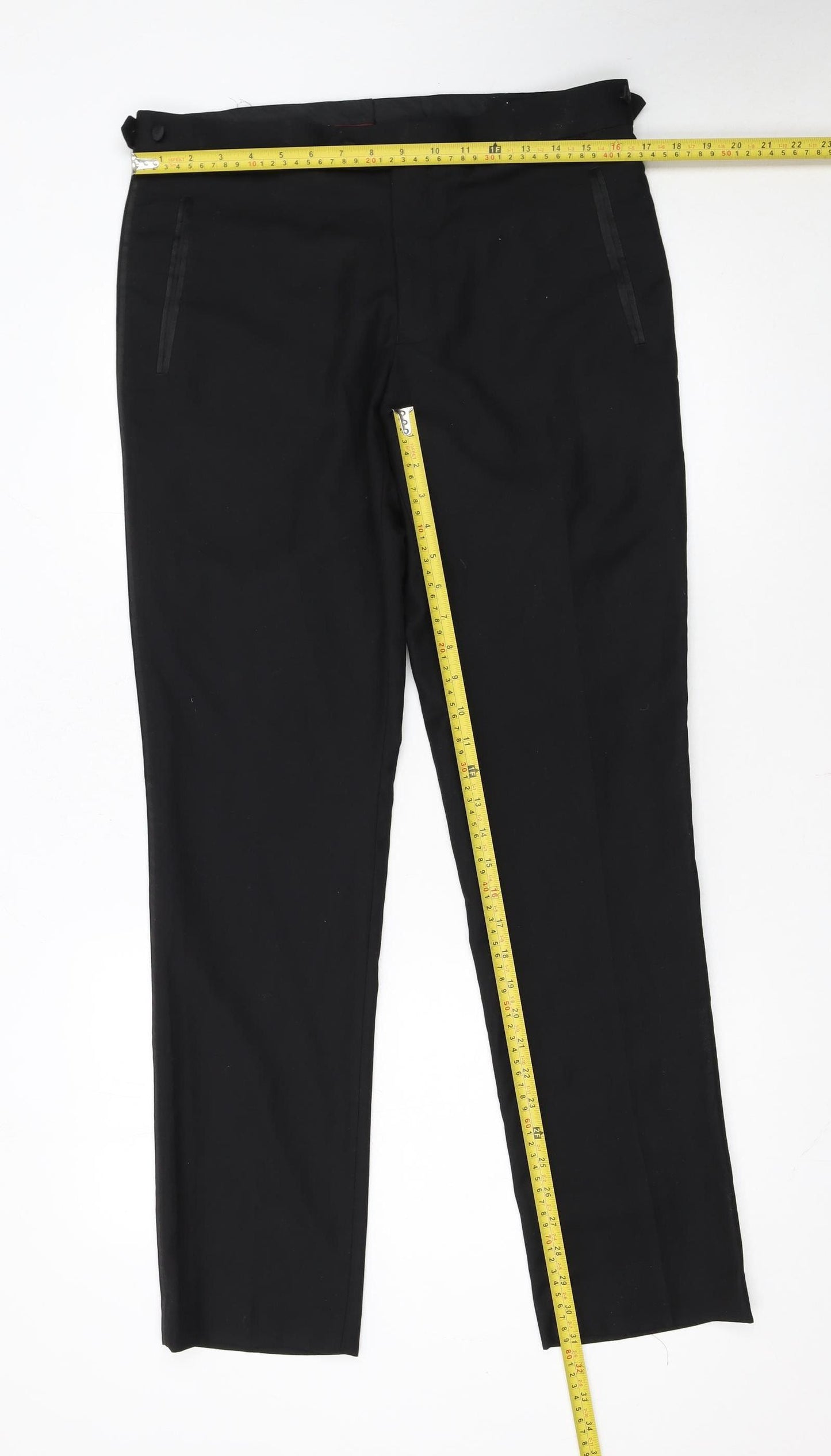 Dobell Men's Black Skinny Fit Dress Trousers Size 32R