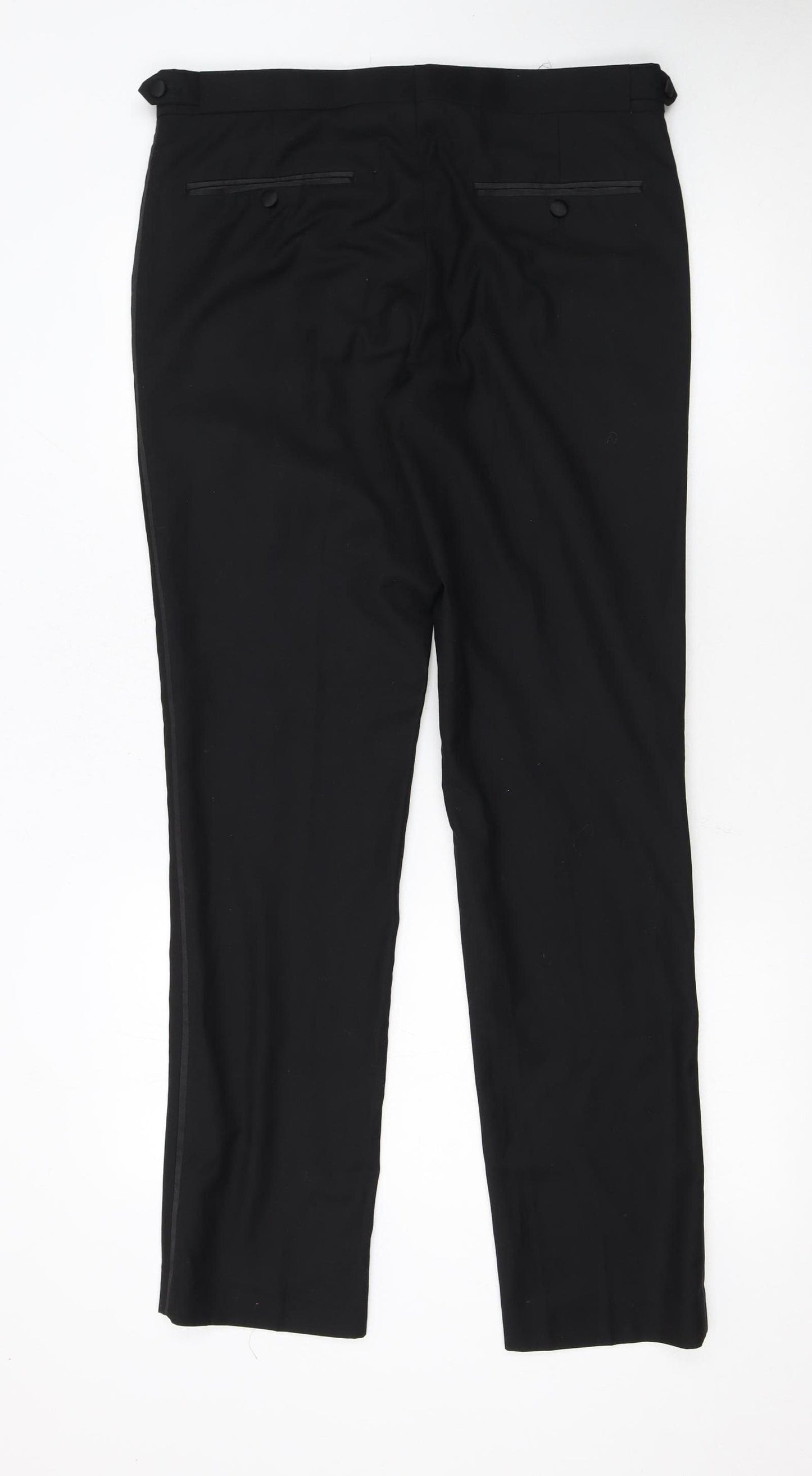 Dobell Men's Black Skinny Fit Dress Trousers Size 32R