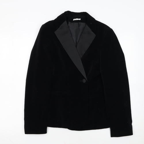 Select Womens Black Velvet Cotton Shawl Lapel Tuxedo Blazer Size 10