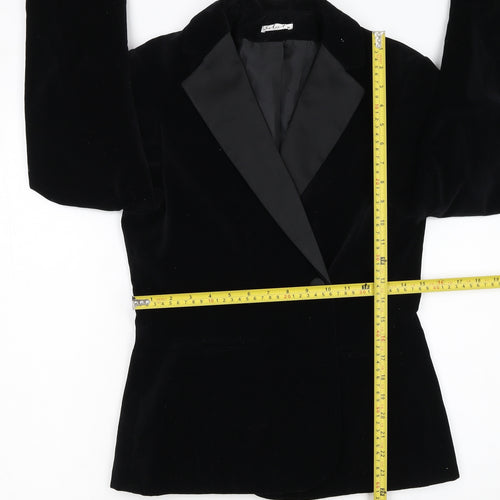 Select Womens Black Velvet Cotton Shawl Lapel Tuxedo Blazer Size 10