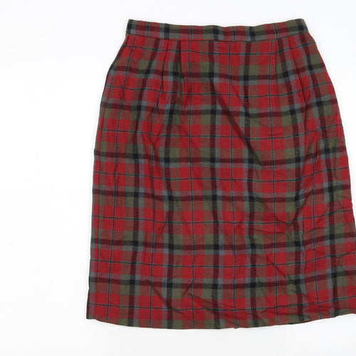 Charter Club Women Red Plaid Knee Length Pencil Skirt Size 12
