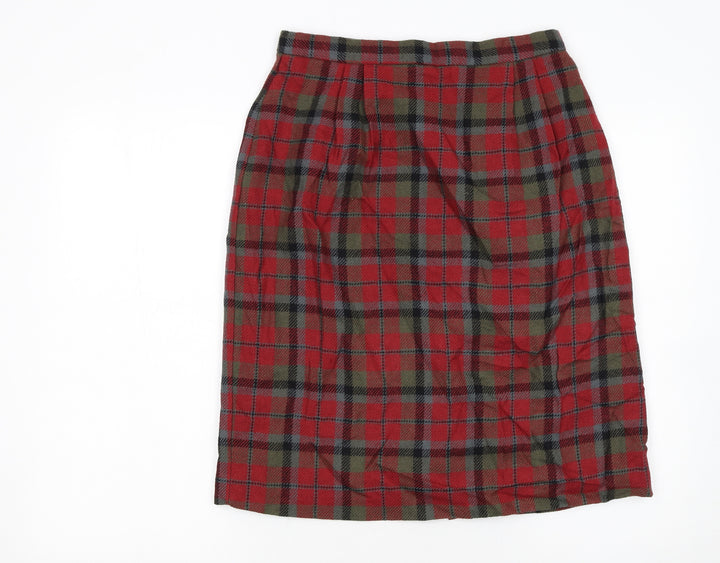 Charter Club Women Red Plaid Knee Length Pencil Skirt Size 12