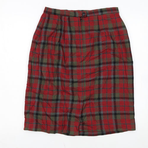 Charter Club Women Red Plaid Knee Length Pencil Skirt Size 12