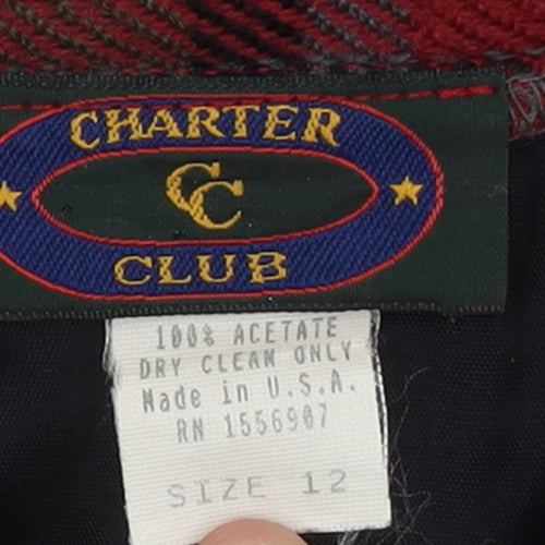 Charter Club Women Red Plaid Knee Length Pencil Skirt Size 12
