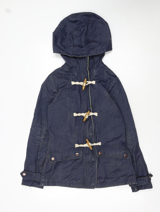 SoulCal & Co Women's Blue Cotton Hooded Duffle Coat Size 6
