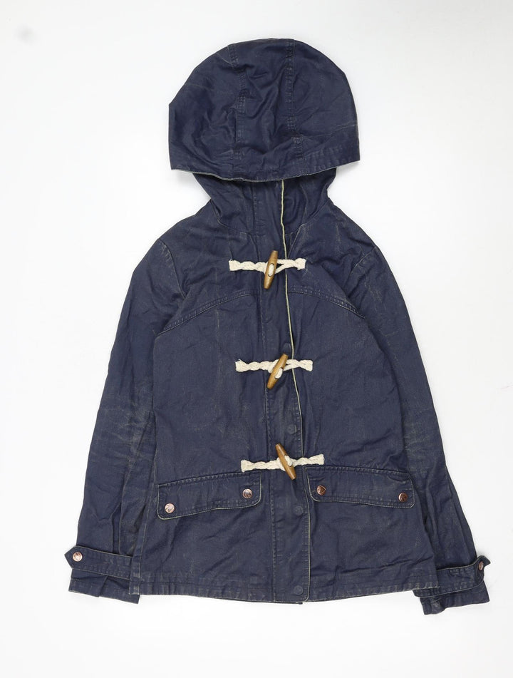 SoulCal & Co Women's Blue Cotton Hooded Duffle Coat Size 6