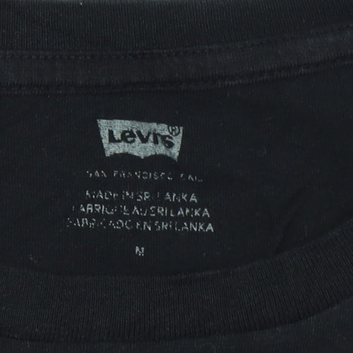Levi's Women's Black Medium Logo Crew Neck Cotton T-Shirt