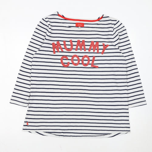 Joules Women Blue White Striped Pullover Sweatshirt UK 16 Cotton