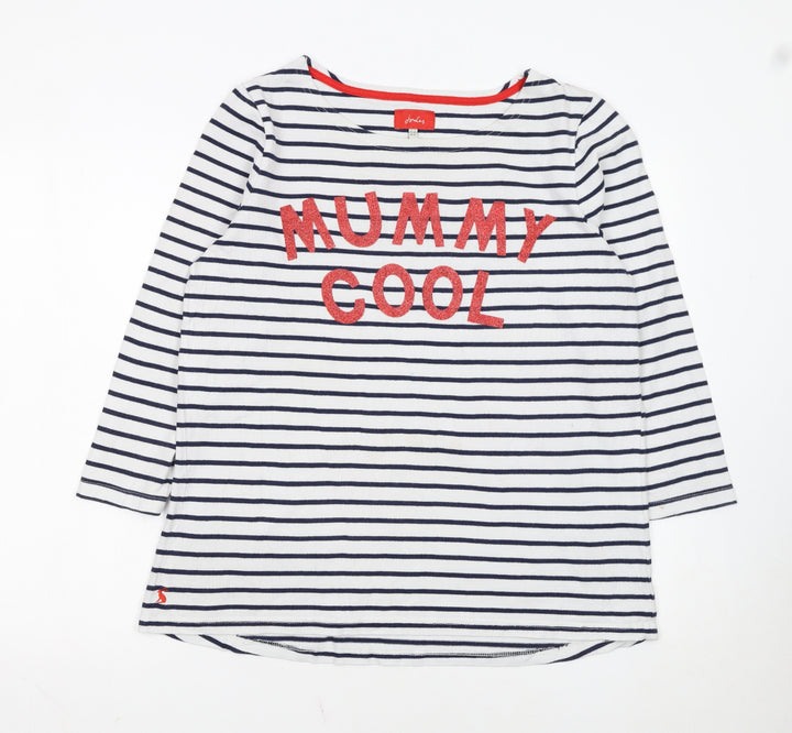 Joules Women Blue White Striped Pullover Sweatshirt UK 16 Cotton