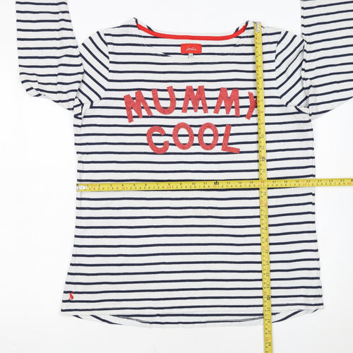 Joules Women Blue White Striped Pullover Sweatshirt UK 16 Cotton