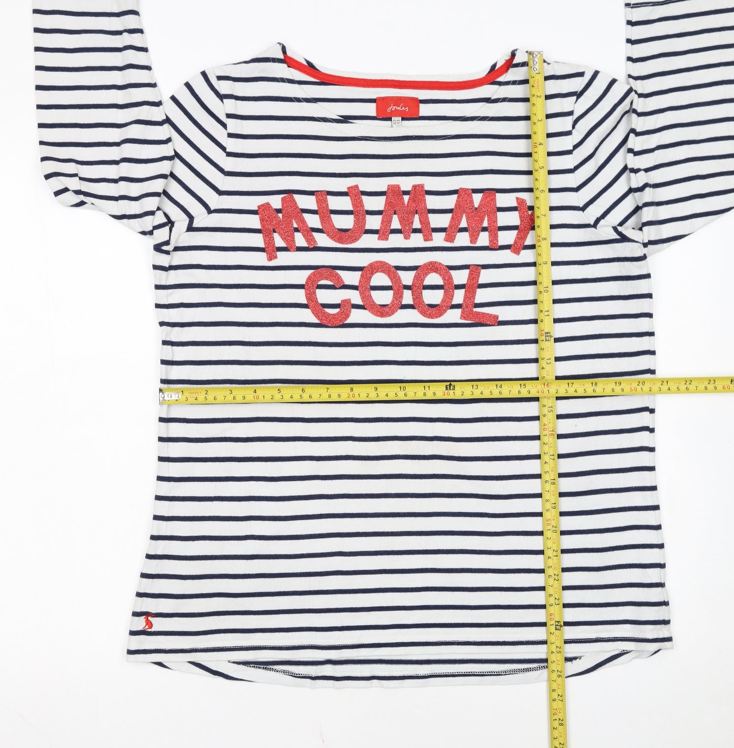 Joules Women Blue White Striped Pullover Sweatshirt UK 16 Cotton