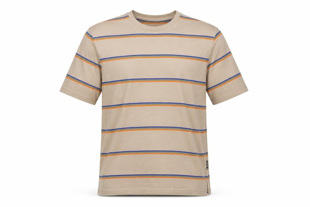 Only & Sons Men's Beige Striped Cotton T-Shirt Size L