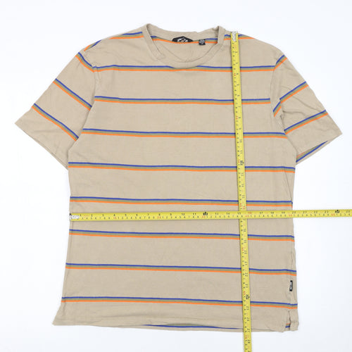 Only & Sons Men's Beige Striped Cotton T-Shirt Size L
