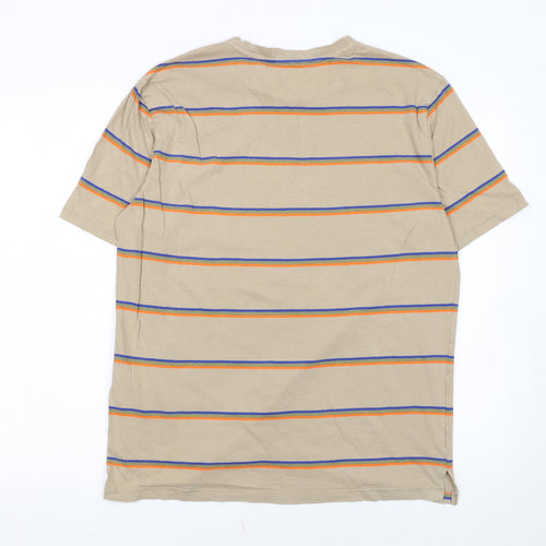 Only & Sons Men's Beige Striped Cotton T-Shirt Size L