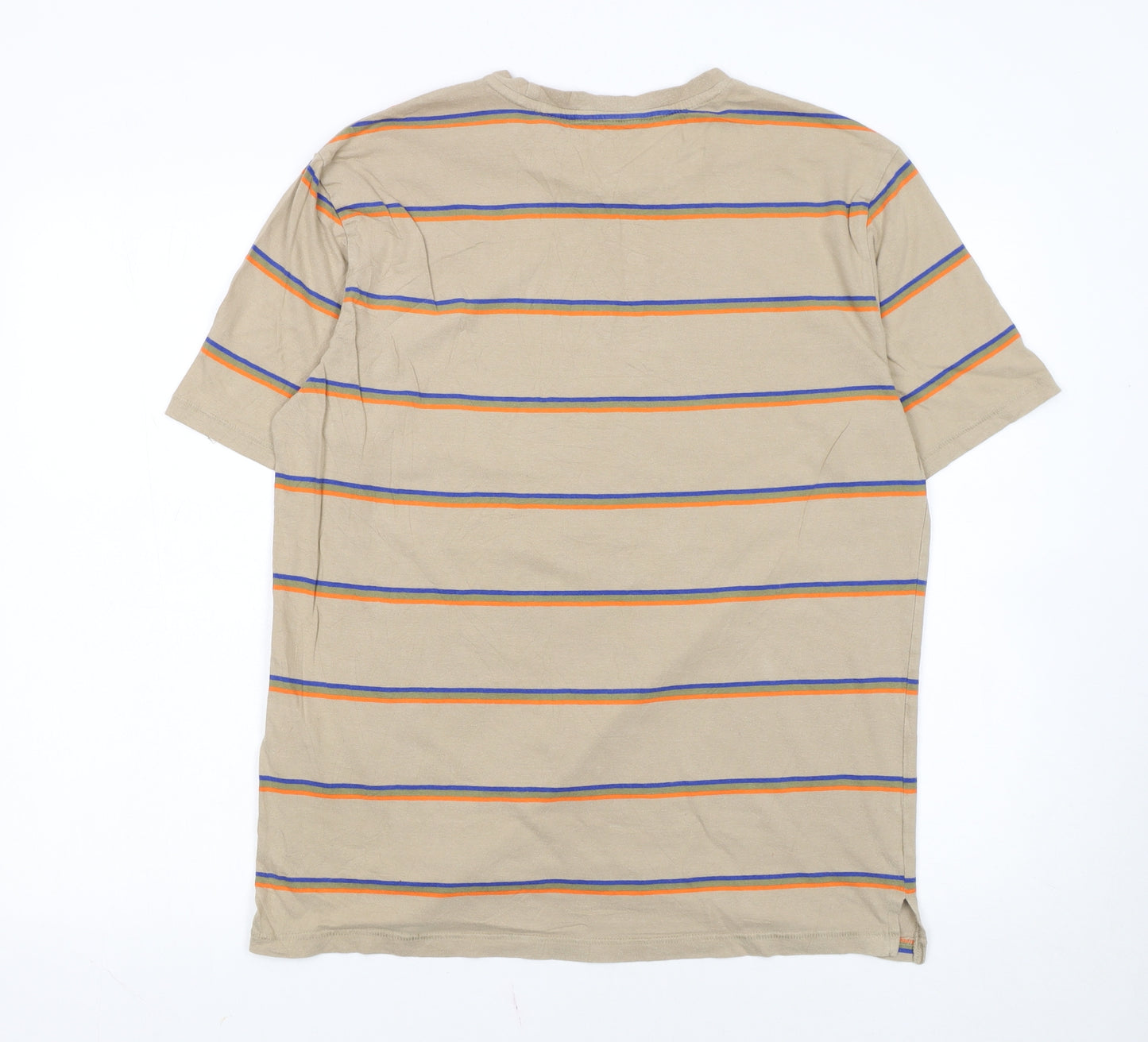 Only & Sons Men's Beige Striped Cotton T-Shirt Size L