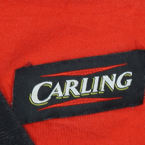 Carling Men's Black V-Neck Beer Logo Vintage T-Shirt One Size