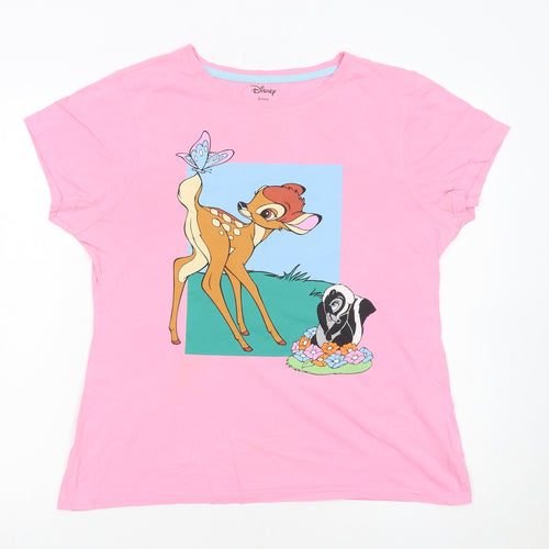 Disney Women’s Pink Bambi T-Shirt Pyjama Top Size 10-12 Cotton