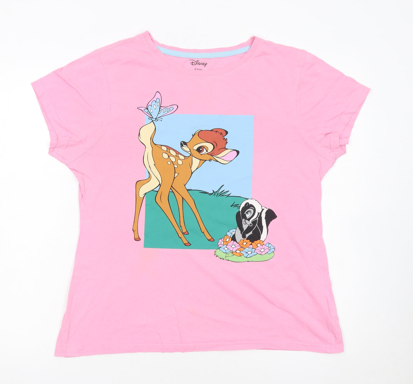 Disney Women’s Pink Bambi T-Shirt Pyjama Top Size 10-12 Cotton