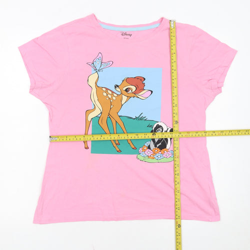 Disney Women’s Pink Bambi T-Shirt Pyjama Top Size 10-12 Cotton
