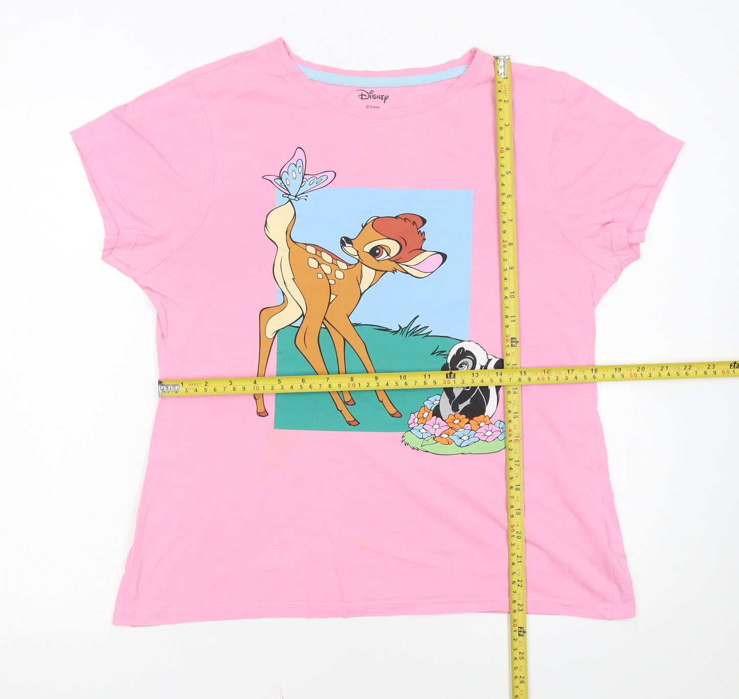 Disney Women’s Pink Bambi T-Shirt Pyjama Top Size 10-12 Cotton