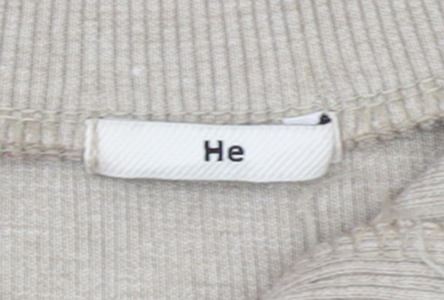 He Women Beige Small Henley Jumper Cotton Blend Long Sleeve Top