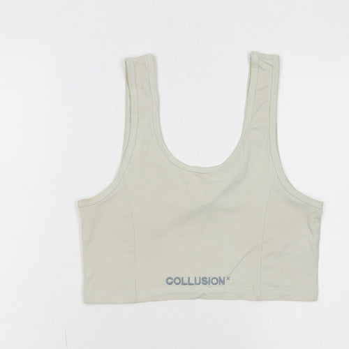 Collusion Women's Beige Cropped Tank Top Size 12 Cotton Blend