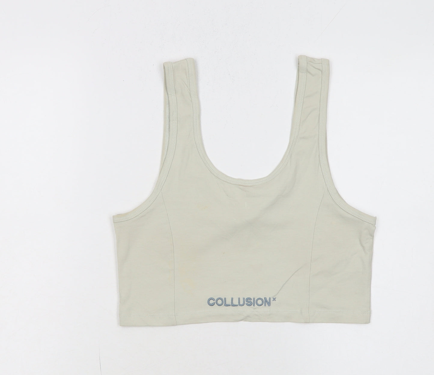 Collusion Women's Beige Cropped Tank Top Size 12 Cotton Blend
