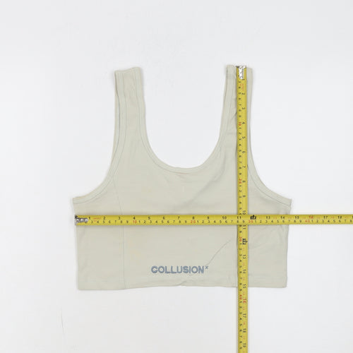 Collusion Women's Beige Cropped Tank Top Size 12 Cotton Blend