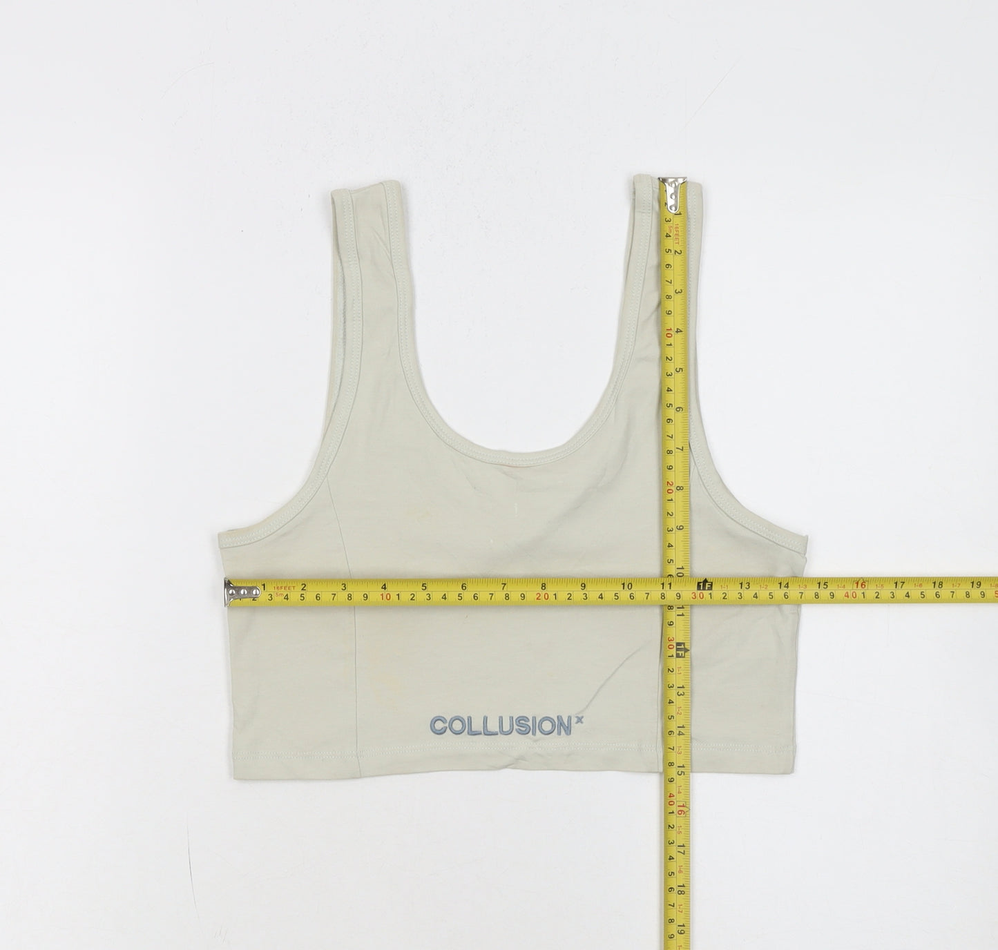 Collusion Women's Beige Cropped Tank Top Size 12 Cotton Blend