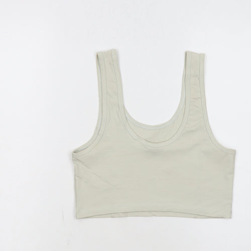 Collusion Women's Beige Cropped Tank Top Size 12 Cotton Blend