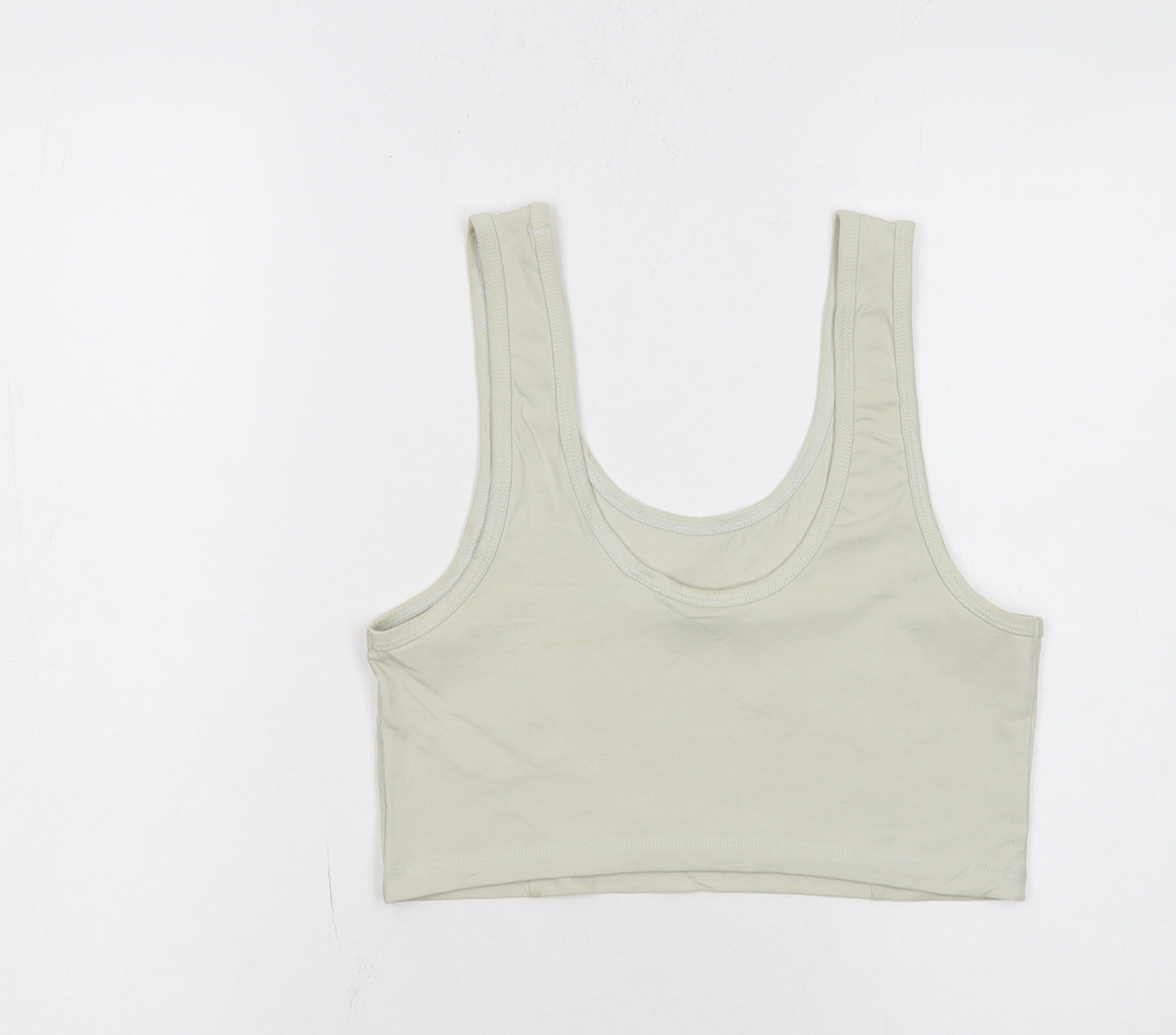 Collusion Women's Beige Cropped Tank Top Size 12 Cotton Blend