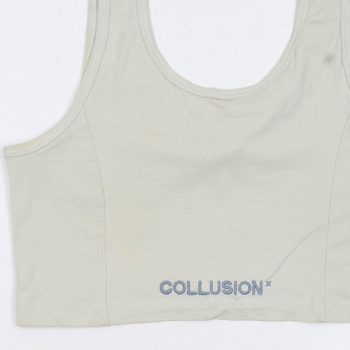 Collusion Women's Beige Cropped Tank Top Size 12 Cotton Blend