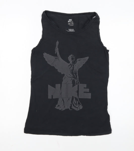 Nike Womens Black Sportswear Tank Top Size S Slim Fit Viscose Blend