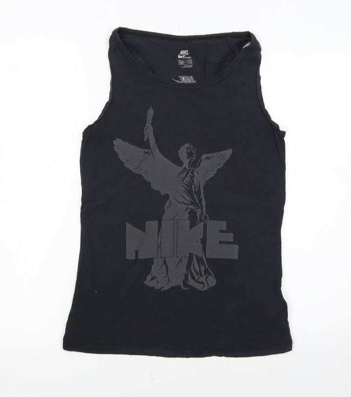 Nike Womens Black Sportswear Tank Top Size S Slim Fit Viscose Blend