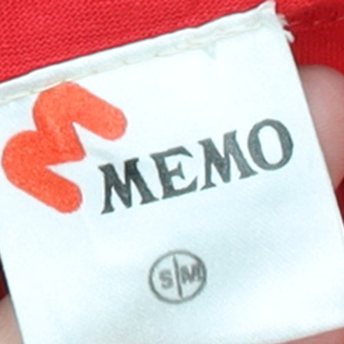 MEMO Red Women's Short Sleeve Cotton Button-Up Top S