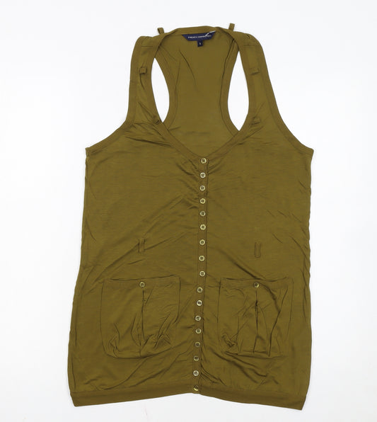 French Connection Women's Green Lyocell Racerback Tank Top S
