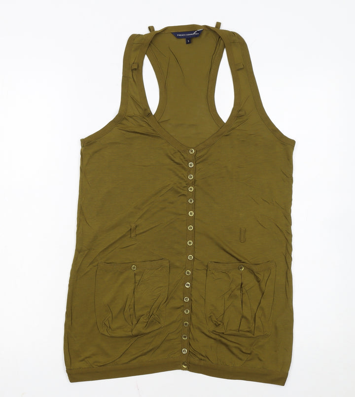French Connection Women's Green Lyocell Racerback Tank Top S
