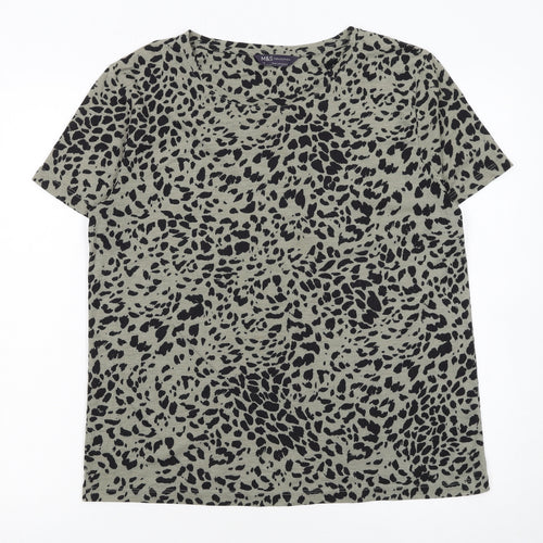 Marks and Spencer Womens Green Animal Print Cotton T-Shirt Size 10