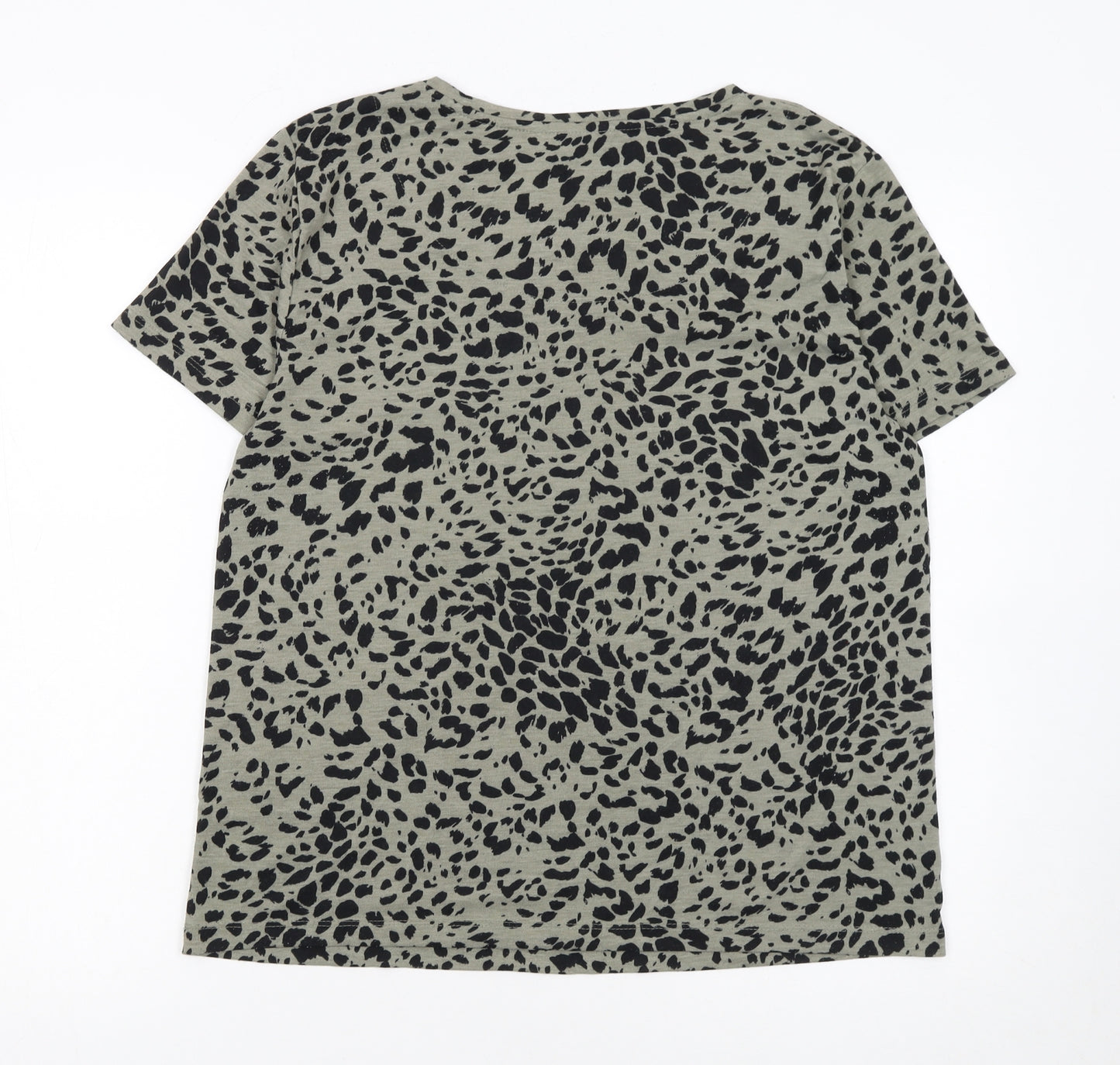 Marks and Spencer Womens Green Animal Print Cotton T-Shirt Size 10
