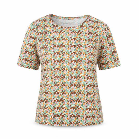 Front view of Tu women’s multicoloured floral cotton short sleeve t-shirt, size UK 12