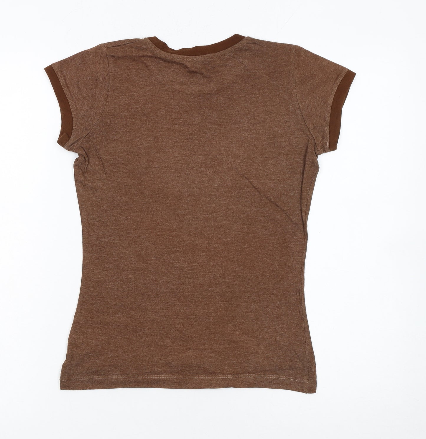 New Look Women Brown Cartoon Ringer T-Shirt Size 8